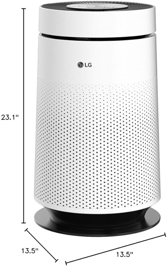 LG PuriCare 360-Degree Single Air Purifier with Clean Booster, ThinQ Wi-Fi and Voice Control (AS330DWR0), 310 sq. ft, White