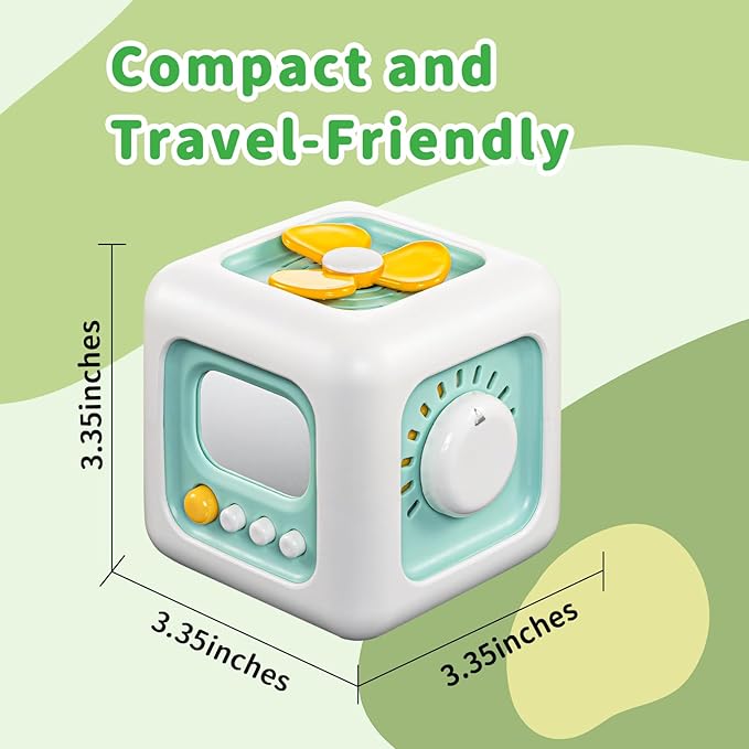 Busy Cube Toy, Sensory Toys for Toddlers 1-3, Baby Car Seat Toys 12-18 Months, Toddler Airplane Travel Toys Age 1-2, Learning Fine Motor Skills, 1st Birthday Gifts Boys Girls