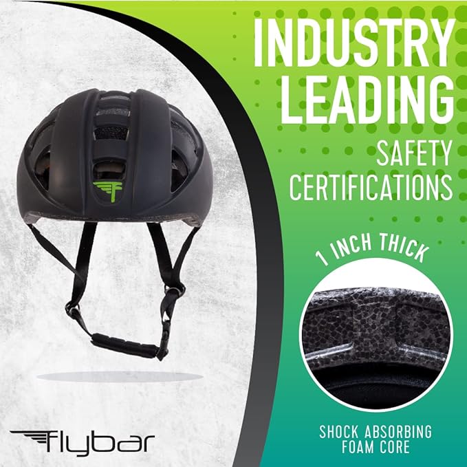 Flybar Kids Bike Helmet - Dual Certified Adjustable Dial, Lightweight Skateboard Helmet, Roller Skating, Pogo, Electric Scooter, Snowboard, Youth and Toddler Helmet, Boys & Girls 3-14