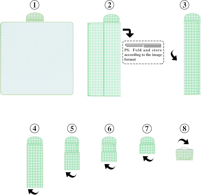 UDEAR Foldable Picnic Blanket,80"x80" Waterproof, Sandproof, Portable with Tote Bag for Beach, Park, Camping, and Travel,Green Plaid