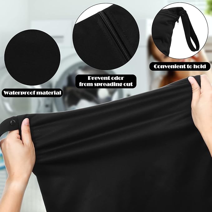 Shappy 2 Pcs Large Travel Laundry Bag Washable Waterproof Wet Dry Large Dirty Clothes Bag Bathing Workout(Solid Black Gray)