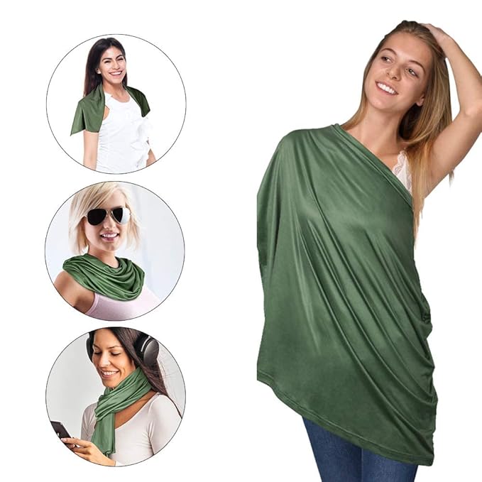 Yoofoss Nursing Cover Breastfeeding Scarf - Baby Car Seat Covers, Infant Stroller Cover, Strechy Carseat Canopy for Boys and Girls (Dark Green)