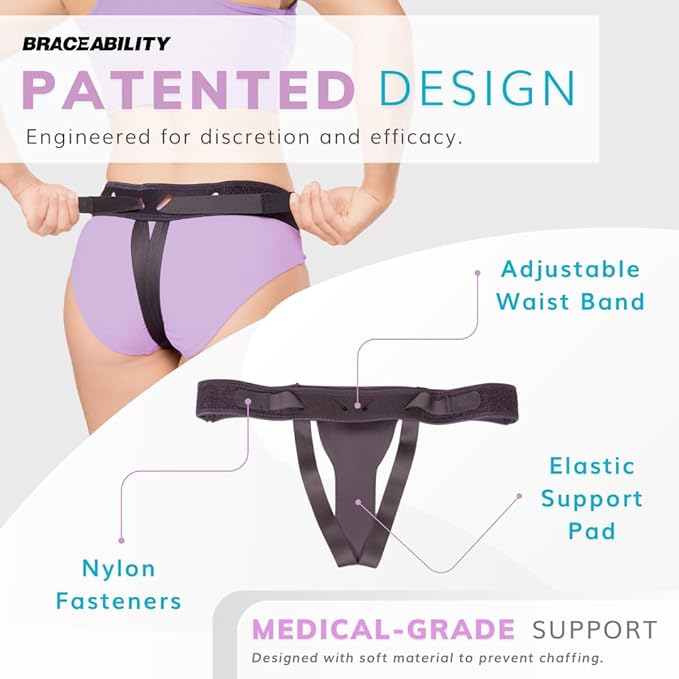 BraceAbility The Pelvic Pro Patented Prolapse Uterus Support Belt Girdle for Women’s Prolapsed for Dropped Bladder, Vulvar Varicosities, Postpartum Recovery, Symphysis Pubis Dysfunction Pain (M)