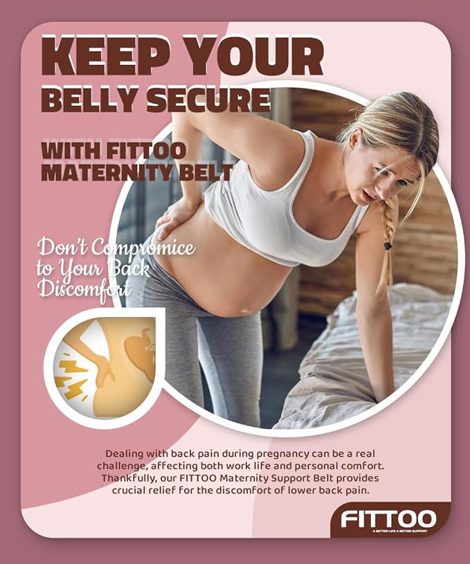 FITTOO Maternity Belt Back Support Belly Band Pregnancy Belt Support Brace Abdominal Binder Waist Support Beige X-Large