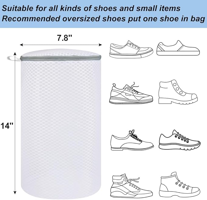 Vivifying Shoe Washing Machine Bag, 2 Pack Honeycomb Mesh Laundry Bag with Zipper for Sneakers, Running Shoes, Sock, Bras, Delicates and Toys