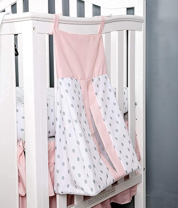 PINNKKU 4-Piece Crib Bedding Set for Boy & Girl, Includes Skirt, Blanket, Sheet & Diaper Bag, Floral, Standard Size