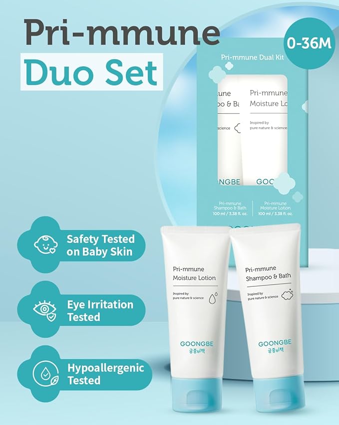 Baby Skincare Duo Set - Korean Baby Skincare & Bath Time Essentials - Shampoo & Bath, Moisutre Lotion - Travel Sized Hydrating & Nourishing Baby Wash and Moisturizer, 2 Items