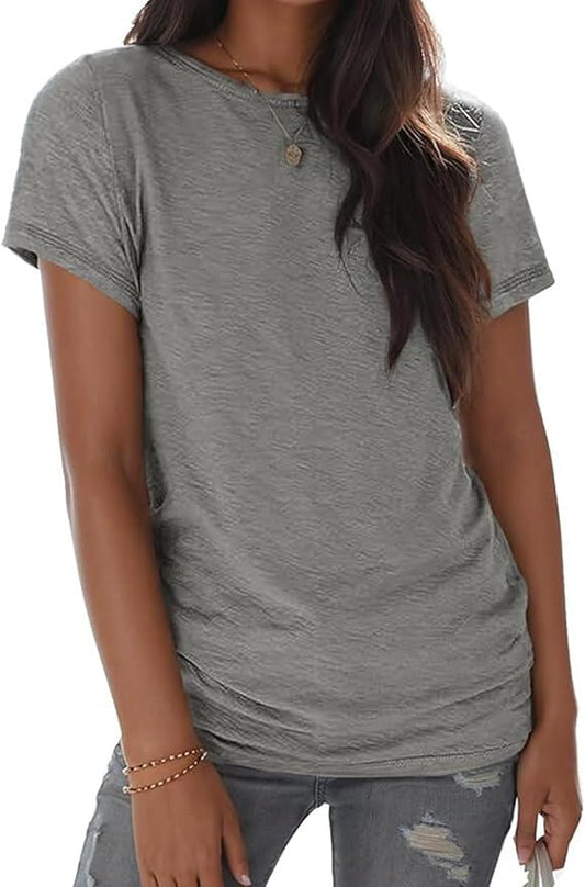 Soft Short Sleeve Shirts for Women, Crew Neck T Shirts for Women Loose Fitting Lightweight Top Basic Tee Shirt