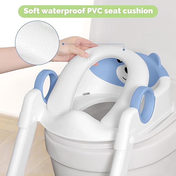 Toilet Seat, Potty Training Seat for Toddler, Upgraded 2-in-1 Potty Toilet Training for Boys and Girls,Waterproof Cushioned Mat with Non-slip Step Stool