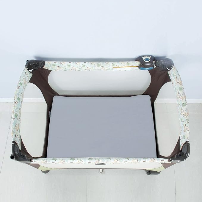 4-Pack Fitted Pack and Play Sheets for Boys and Girls - Breathable, Soft Microfiber Baby Sheets in Grey and Navy