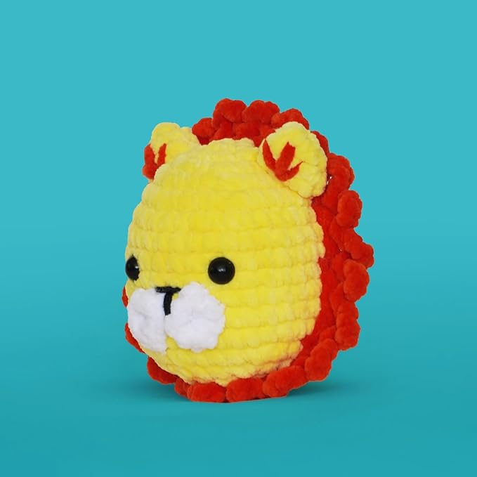 THE GOOKIE Amigurumi Crochet Kit for Beginners – DIY Crochet Kit with Yarn, Hook, Eyes & Stuffing – Easy Starter Set with Video Tutorials – Cute Plush Toy Craft Gift for Kids, Teens & Adults (Lion)