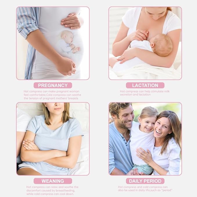 Hot/Cold Breast Gel Bead Ice Packs Breast Cooling/Heat Pads Relief for Breastfeeding, Nursing Pain, Mastitis, Engorgement, Swelling, Plugged Ducts | Boost Milk Let-Down & Production,2 Pack (Pink)