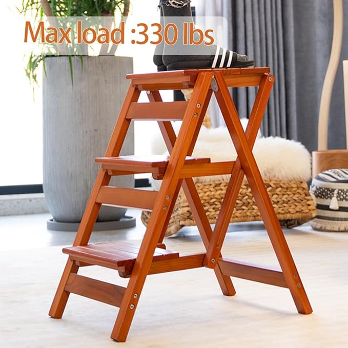 Wooden Step Stool for Adults/Folding stools Wood Step Ladder/Lightweight Step Stool/Folding Step Stool, Portable Ladder, Anti-Slip Ladder,high Chair,Step Chair