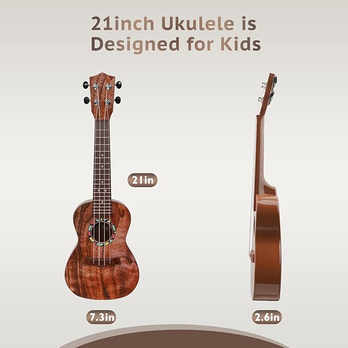 Raimy Kids Guitar Ukulele - 21in Ukulele Guitar Toys for Kids Ages 3 4 5 6 7+ Year Old Boys Girls Simulated Sound Quality Music Instruments Learning Education (Brown)