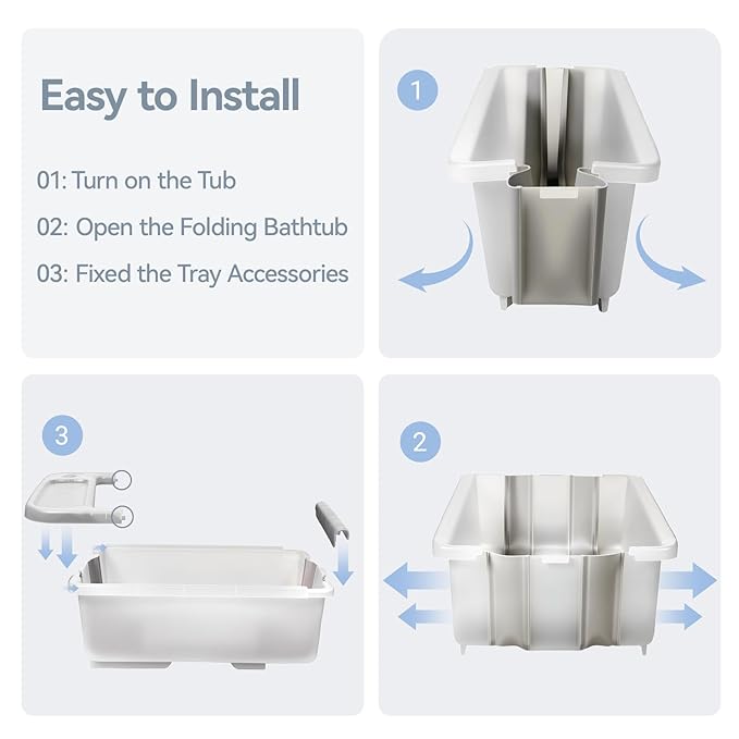 Collapsible Baby Bathtub - Large Capacity Baby Bath Tub with Thermometer & Soft Cushion | Portable Travel Newborn Infant Bathtub | Foldable Toddler Bathtub for Baby 0 to 36 Months (no Stand)