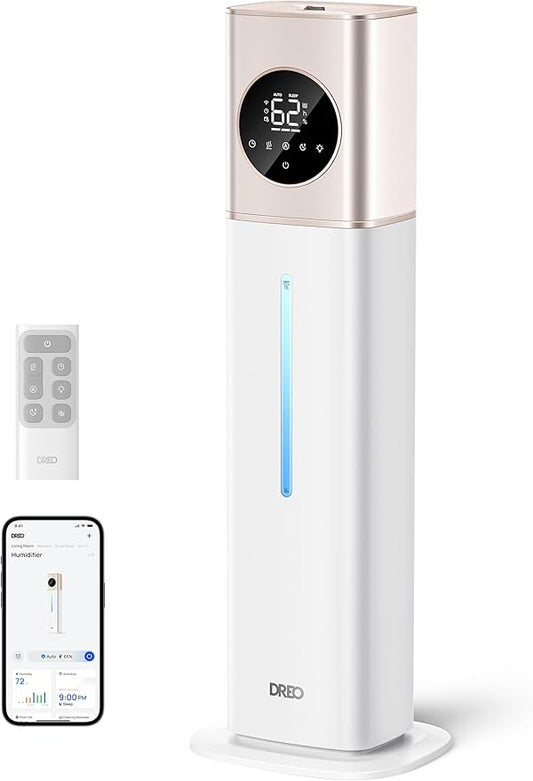 Dreo 11L Smart Humidifier Large Room 700 ft², 100H Cool Mist Air Humidifiers for Bedroom, Top-Fill Self-Cleaning Tank, 26dB, Auto Mode, Aroma Box, RGB Light, Remote & APP Control, Baby, Starlight