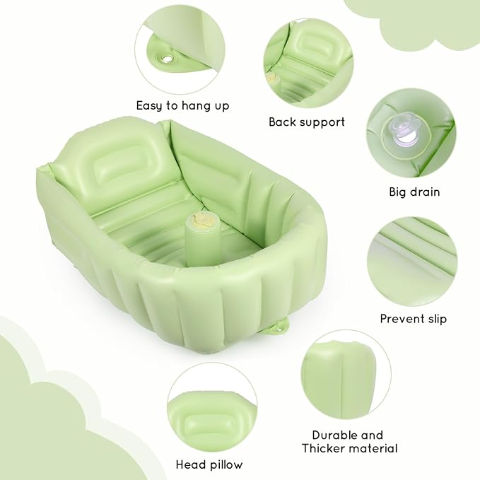 MINK Inflatable Bathtub for Toddlers - Portable Baby Tub with Collapsible Design for Easy Storage - Perfect for Newborns to Infants