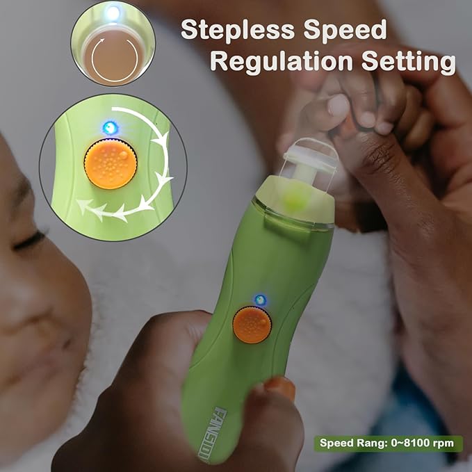 Rechargeable Baby Nail Trimmer, FANSIDI Baby Nail File Safe Baby Nail Filer Electric with 13 Replacement Pads, Trim Polish Grooming Kit for Newborn Infant Toddler or Adults Toes Fingernails Care