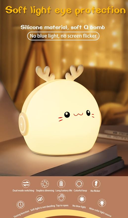 Night Light Kids, Cute Soft Glow Protect Eyes Night Light Bunny Lamp with 30mins Timer Rechargeable Nightlight for Kids Children Women Girls Toddler Bedroom Bedside Livingroom