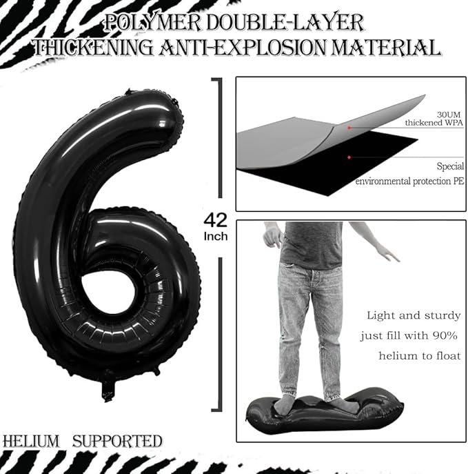 GOER Number 16 Balloons for 16th Birthday Sweet 16 Party Decorations,42 Inch Jumbo Foil Helium 61 Balloons for 61st Birthday Party Decoration (Black)