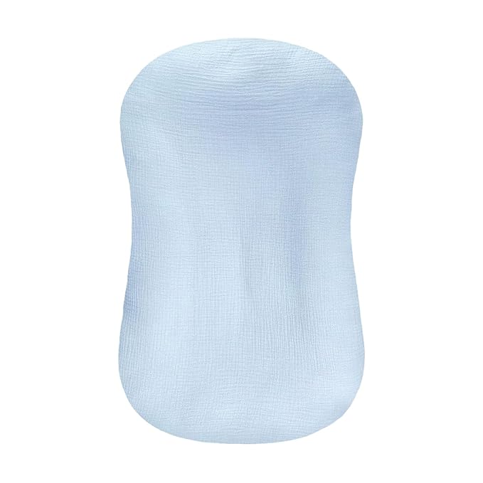 Hooyax Muslin Baby Lounger Cover Soft Organic Cotton Slipcover Fits Newborn Lounger for Baby Boys and Girls (Ice-Snow Blue)