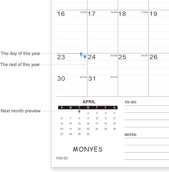 Wall Calendar 2025-2026 Large, 17" x 12" Academic Calendar, Monthly Calendar with Wire Binding & Hanging Hook, Large Wall Calendar