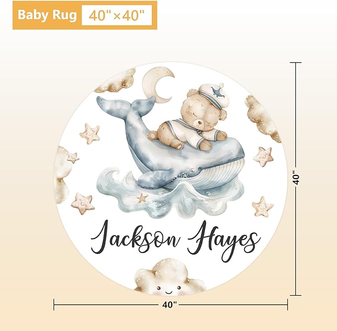 Personalized Baby Bedding Set - 5 Pcs Custom Infants Bedding Set with Infant Name - Double Layer Nursery Crib Set for Girls Boys - Customized Gifts for Toddler Baby Shower - Whales and Bears