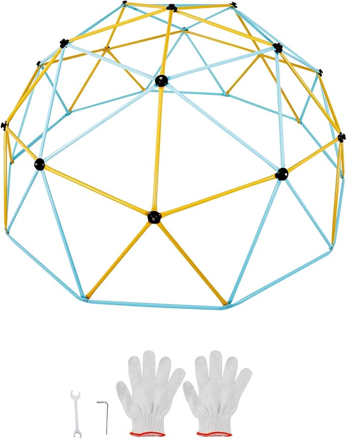 VEVOR Climbing Dome, 10FT Geometric Dome Climber Play Center for Kids 3 to 10 Years Old, Jungle Gym Supports 750LBS and Easy Assembly, with Climbing Grip, Outdoor Backyard Play Equipment for Kids