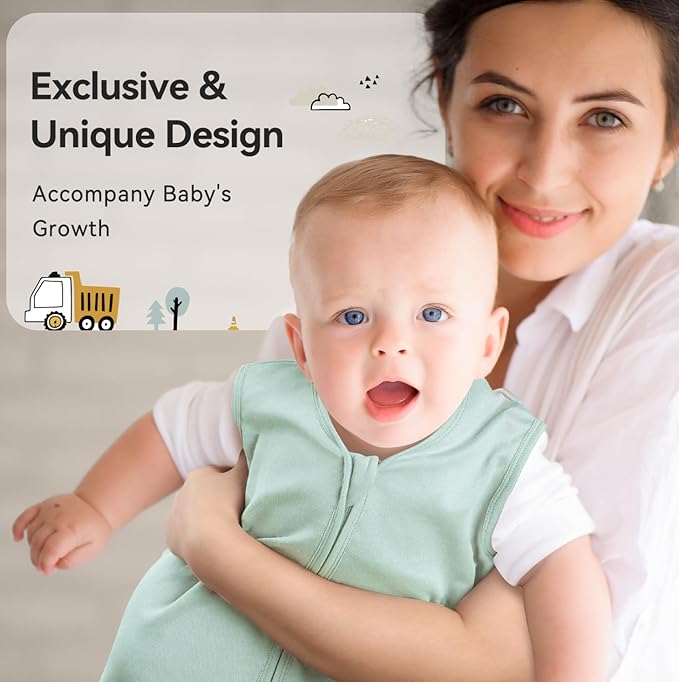 Baby Sleep Sack 12-18 Months 0.5 Tog Wearable Blanket Baby, 3 Pack 100% Cotton Lightweight Sleeping Sack with 2-Way Zipper for Infant Toddler Excavator