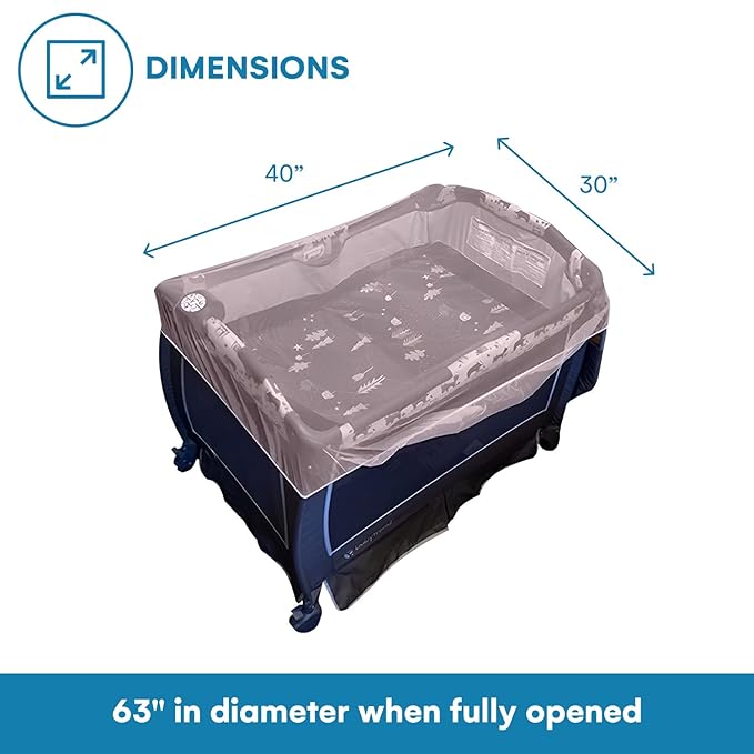 Enovoe Mosquito Net for Stroller, Bassinet, Cradle - Blue Baby Mosquito Net Cover for Playards, Pack N Plays, Mini Crib