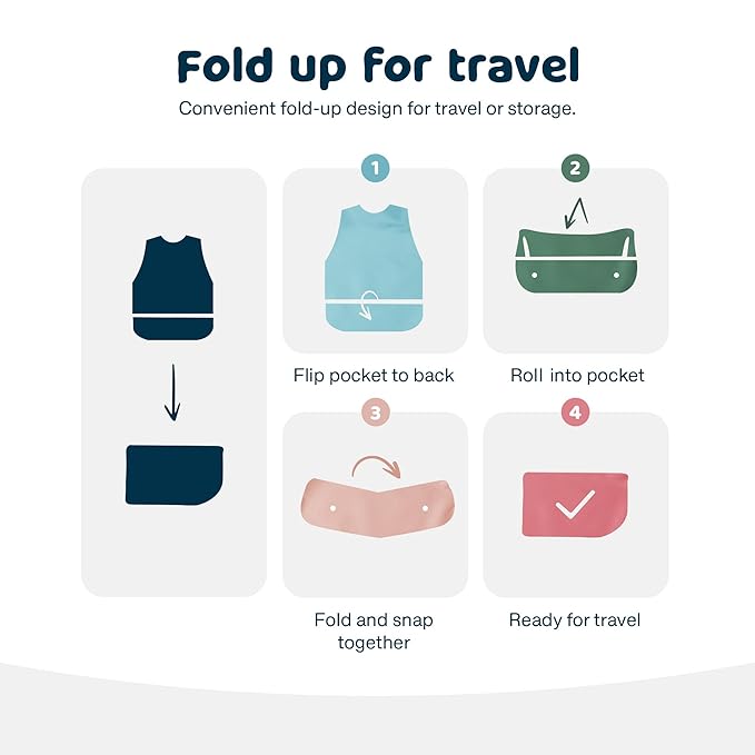 Tiny Twinkle Mess Proof Baby Bib - Waterproof & Lightweight Baby-Led Weaning Apron | 100% Recycled Polyester, Easy Clean & Machine Washable (Taupe, Small 6-24 Months)