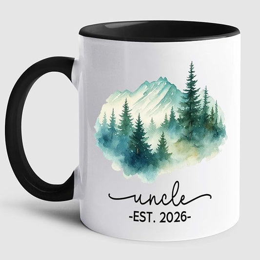 Personalized Uncle EST 2026 Coffee Mug Gift For New Uncles Brother Family, Custom Uncles Accent Coffee Cup 11 15Oz, First Time Uncle White Cup Gift For Birthday Father's Day Pregnancy Announcement