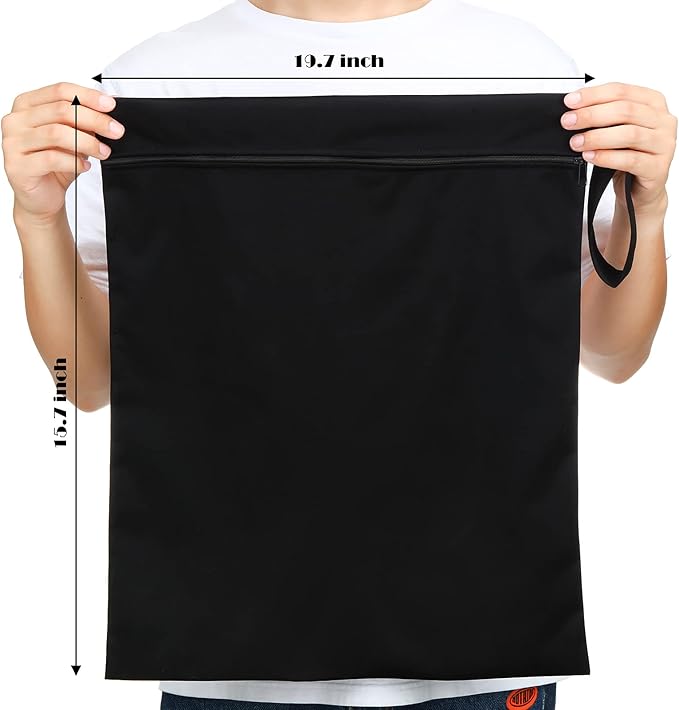 Shappy 2 Pcs Large Travel Laundry Bag Washable Waterproof Wet Dry Large Dirty Clothes Bag Bathing Workout(Solid Black)