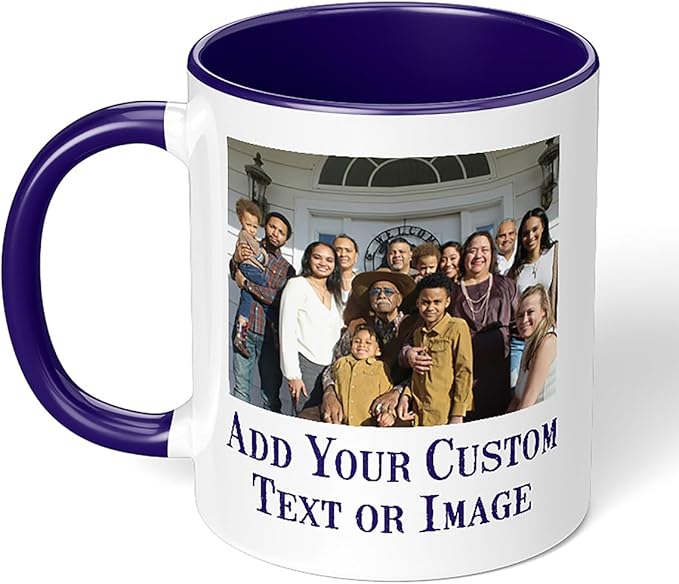 Personalized Coffee Mug, Custom Photo Text 11 Oz Ceramic Mug, Customized Picture Name Tea Cup, Unique Gift Idea, Taza Cafe Personalizadas Fotos, Cute Custom Gifts Mom Women Men, Mother's Day, Navy