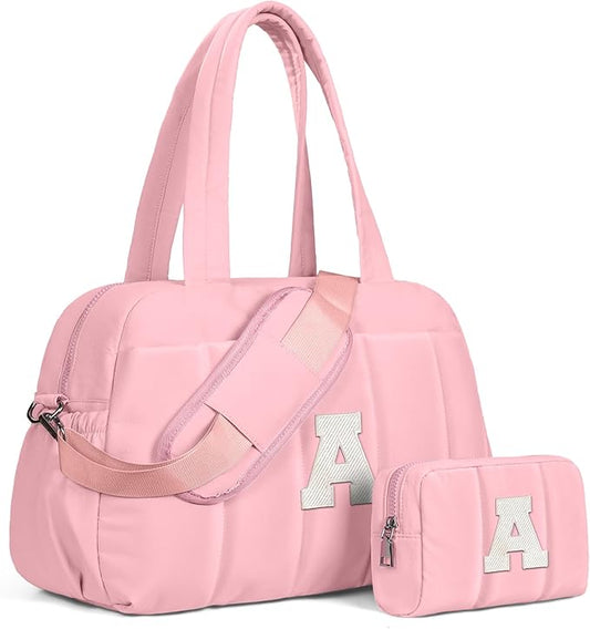 Birthday Gifts for Women Duffle Bag for Travel, Weekender Bags for Women，Initial Overnight Bag with Wet Pocket，Lightweight Travel Bags Personalized Gym Tote with Makeup Pouch