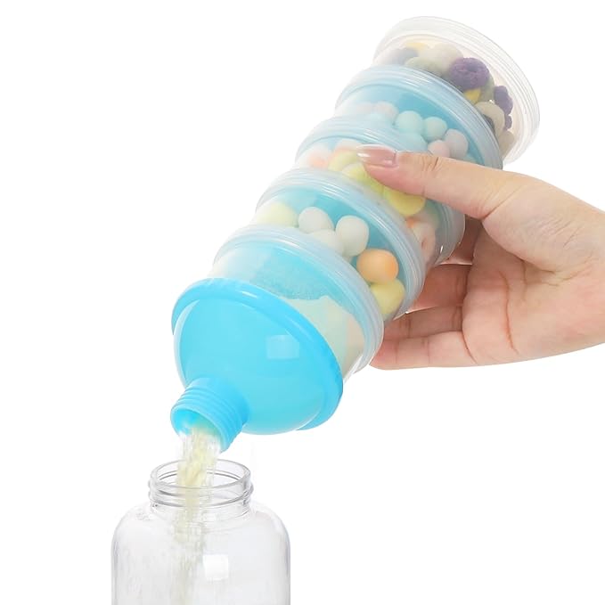 Accmor Formula Dispenser On The Go, 5 Compartments Stackable Formula Container for Travel, Baby Milk Powder Kids Snack Container, BPA Free