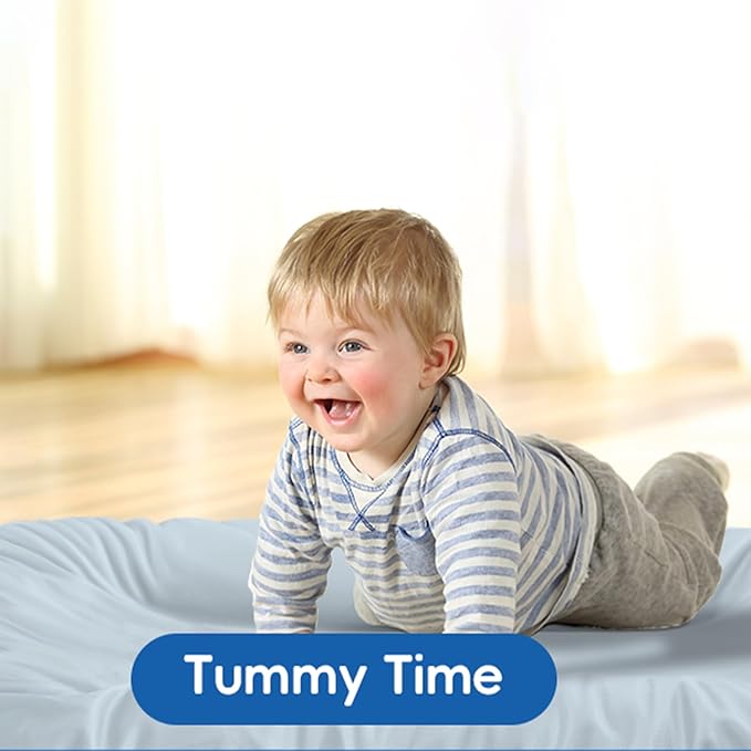 Baby Lounger for Newborn,Baby Nest for Newborn Soft Cotton Breathable for Playtime & Relaxation,Flat Babies Essentials Gifts Newborn Lounger for Boys & Girls 0-12 Months(Misty Blue)