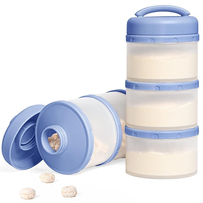 Termichy Stackable Formula Dispenser Portable Milk Powder Container, 2 Pack, Blue