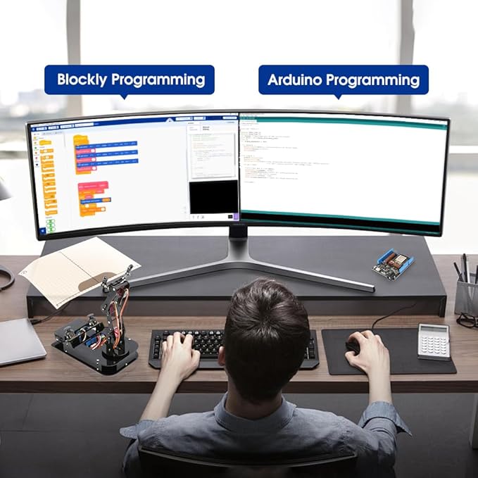 4 DOF ESP32 Robotic Arm Kit for Kids 8-12, Robotics Kit App Remote Control Robot Toys Compatible with Arduino, STEM Educational DIY Robot Arm Kit Gift for Teenagers & Adults