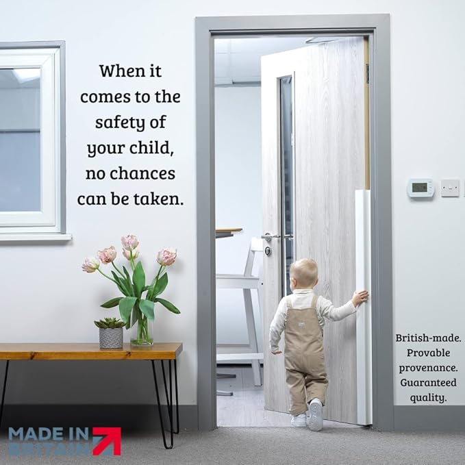 Cardea Child Safety Door Finger Pinch Guard Hinge Protector for The Front of The Door – White (2 Pack)