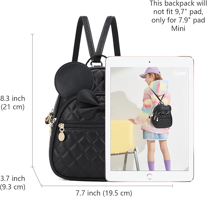 KL928 Girls Bowknot Polka Dot Cute Mini Backpack Small Daypacks Convertible Shoulder Bag Purse for Women
