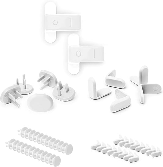 Ubbi Safety Bundle, Safeguarding and Baby Proofing Set, Includes 36 Outlet Covers, 16 Table Corner Protectors and 2 Pinch Guards, Child Safety Kit, White