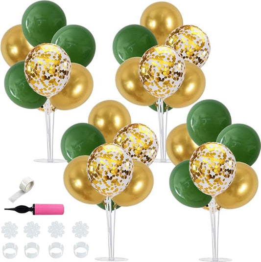 TONIFUL 4 Set Sage Green Gold Balloon Centerpieces for Table,Balloon Stand Centerpiece Table Decorations for Birthday Baby Shower Woodland Party Decorations Christmas