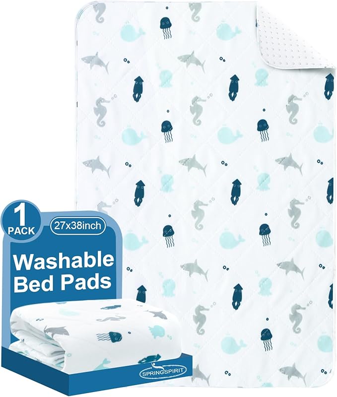 Potty Training Pee Pads for Kids, Bed Pads Washable Waterproof, Bed Wetting Pads for Twin and Toddler Beds, Waterproof Crib Mattress Protector Pad Cover, Non Slip and Easy to Change, 1 Pack