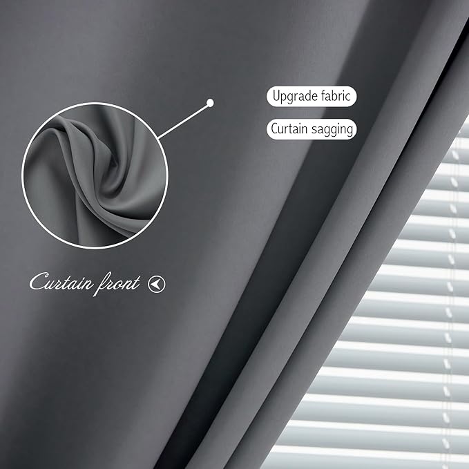 Magic Tape Stick On Curtains Window Shades Pull Down Blackout Window Cover Blackout Curtains for Bedroom No Drillng Self Adhesive Curtains No Rod Small Curtain, 59" W X 84" L, Grey, 1 Panel