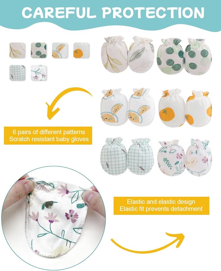 Cute Baby Mittens Newborn, No Scratch Baby Boy Mittens, Baby Girl Hat Gloves for Toddlers, Infant, Newborn