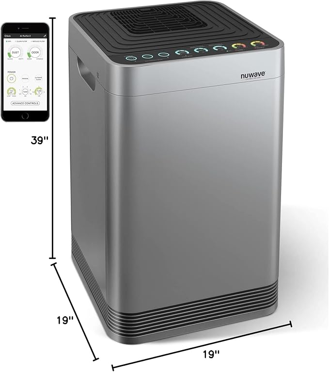Nuwave Oxypure Ultra Clean Air Purifiers for Extra Large Room, Office, 5 Stage Filtration System with 4 Extra HEPA/Carbon Filters, Remove 100% of Dust, Pet Dander, Odors, Pollen, VOCs (Renewed)