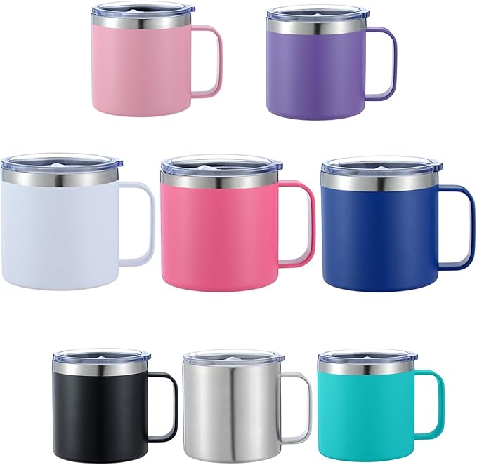 Personalized Mug Cup with Handle 12/14oz Custom Stainless Steel Mugs Customized Name Coffee Tumbler for Women Men Student Family Office Gifts, Art Design