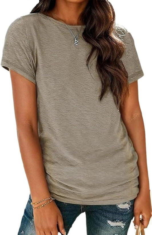 Soft Short Sleeve Shirts for Women, Crew Neck T Shirts for Women Loose Fitting Lightweight Top Basic Tee Shirt