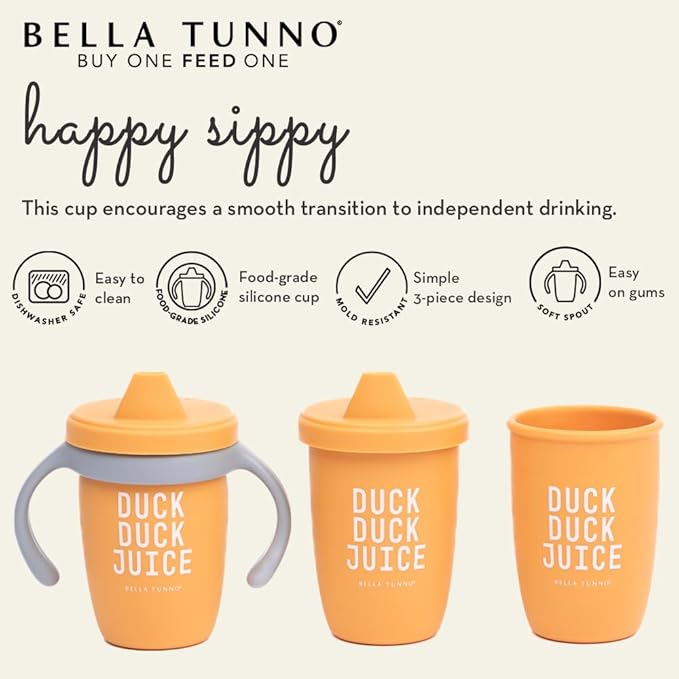 Bella Tunno Sippy Cup, Set of 2 Silicone Training Cups with Transition Handles for Infants, Toddlers & Kids, Babies 6-12 Months & Toddlers 1-3 Years, Boys & Girls, Cheers & The Man, 8 oz